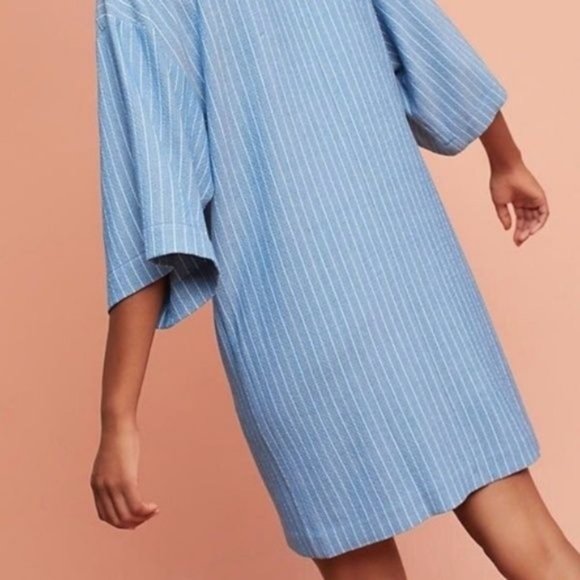 Anthropologie Striped Blazer Dress Denim Coat Jacket - Picture 8 of 8